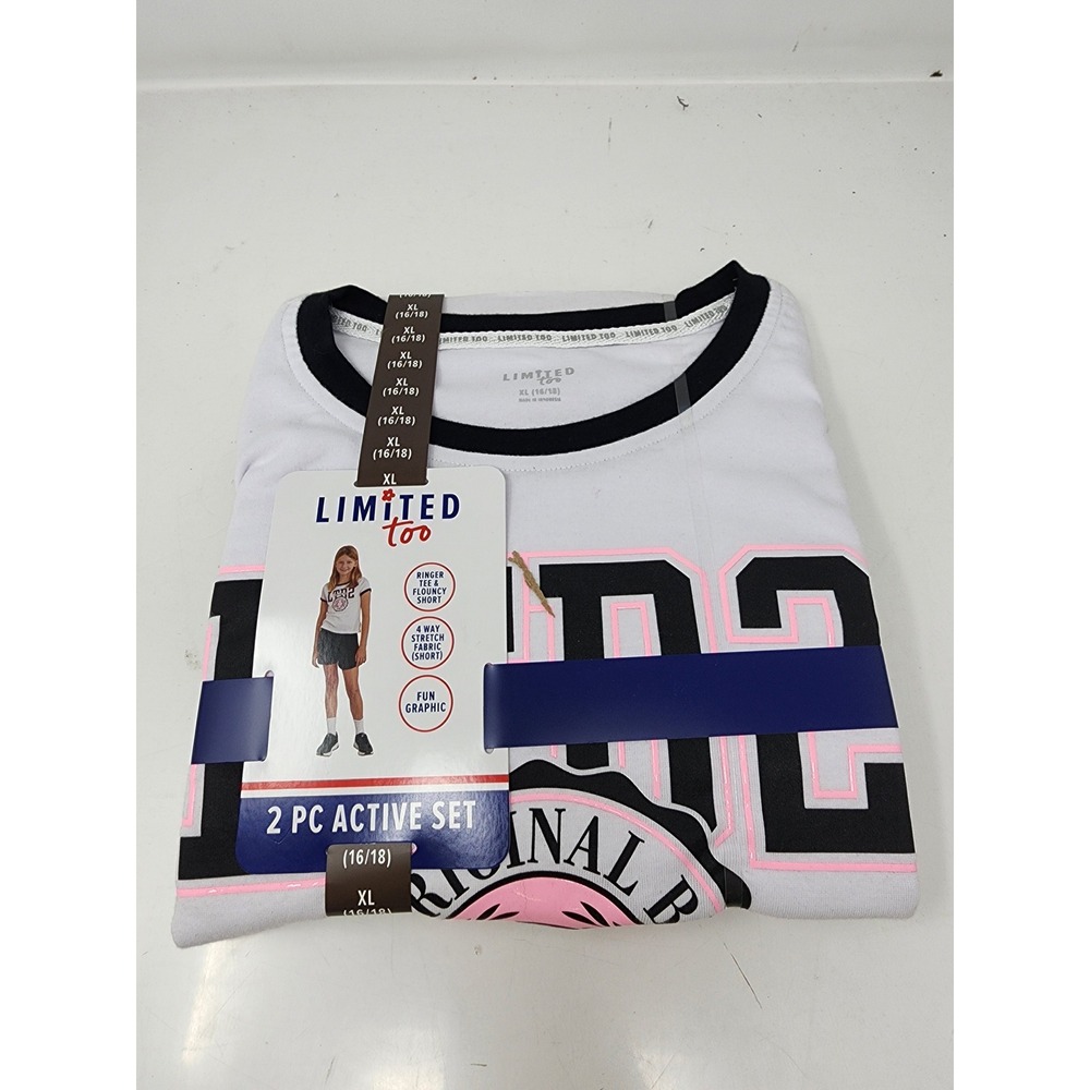 Limited Too Girls Athletic 2pc Active Set White Cotton Blend‎ Casual Size XL